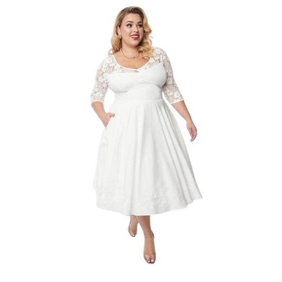 NWT Timeless Neck Lace Dress 1950s Retro Style Wedding, Events Dress Sz 18 - Picture 15 of 15